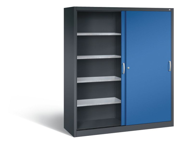 C+P Schiebetürenschrank Acurado, H1950xB1600xT500mm, Farbe: Schwarzgrau / Enzianblau, Bügelgriff, 2159-00 S10165