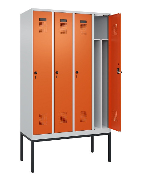 C+P Spind Evolo PLUS, Gestell, 4 Abteile, 2120x1200x500mm, 7035/2004, Verschluss Drehriegel, 0490307-40F S10002