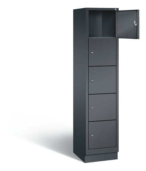 C+P Schließfachschrank Evolo, H1800xB420xT500mm, Farbe: Schwarzgrau, 48020-125 S10007