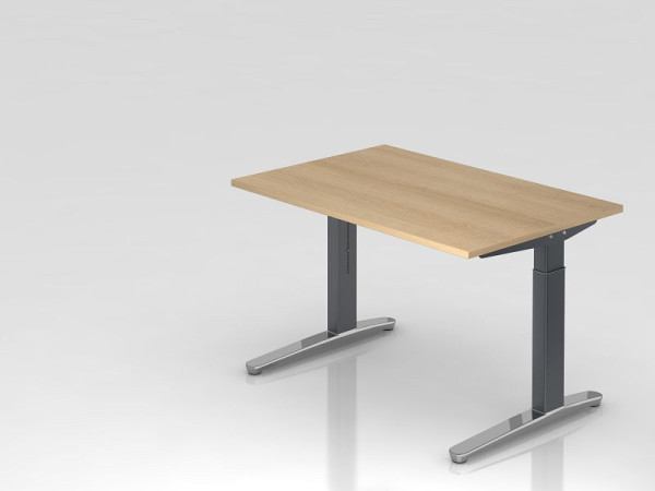 Hammerbacher Schreibtisch C-Fuß 120x80cm Eiche/Graphit (Poliert), Rechteckform, VXB12/E/GC