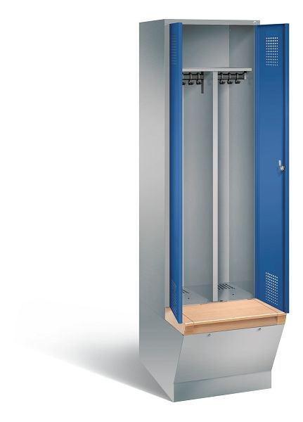 C+P Schwarz-Weiss-Spind Evolo, H2090xB610xT815mm, Farbe: Weißaluminium / Enzianblau, 48056-20 S10318