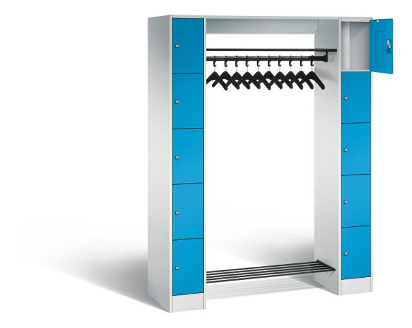 C+P Offene Garderobe Serie 8070, H1950xB1430xT480mm, Farbe: Lichtgrau / Lichtblau, 80710-00 S10008