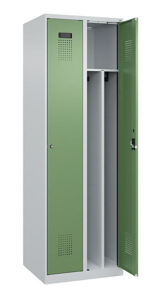 C+P Spind Evolo PLUS, 2 Abteile, 1850x600x500mm, 7035/6011, Verschluss Zylinderschloss, 049000-20F S10037