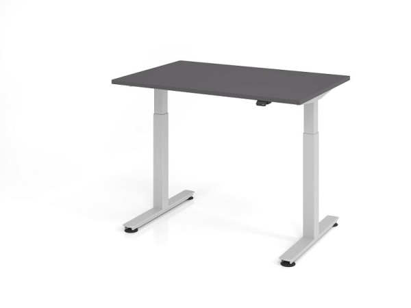 Hammerbacher Sitz-Steh-Schreibtisch elektrisch 120x80cm Graphit, Arbeitshöhe 73 - 119 cm, VXMST12/G/S