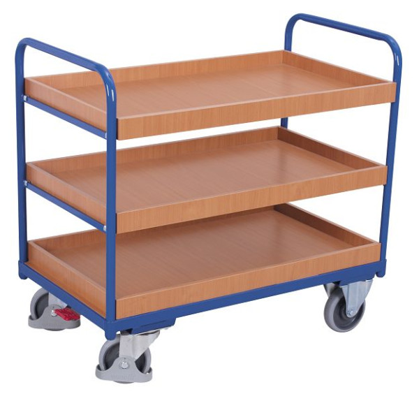 VARIOfit Etagenwagen niedrig, Ladefläche: 965 x 555 mm, RAL 5010 enzianblau, Ladehöhe: 270 / 530 / 805 mm, sw-600.209