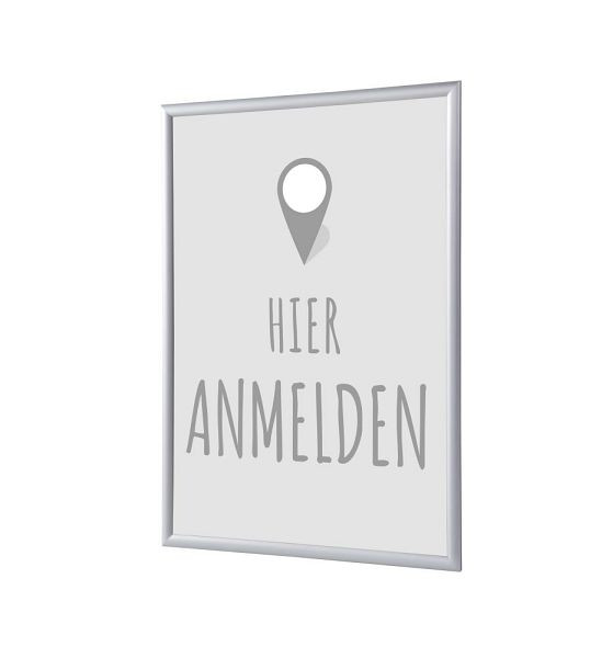 Showdown Displays Klapprahmen A4 Komplettset Hier Anmelden Grau Deutsch, KRA4G25LPPI450