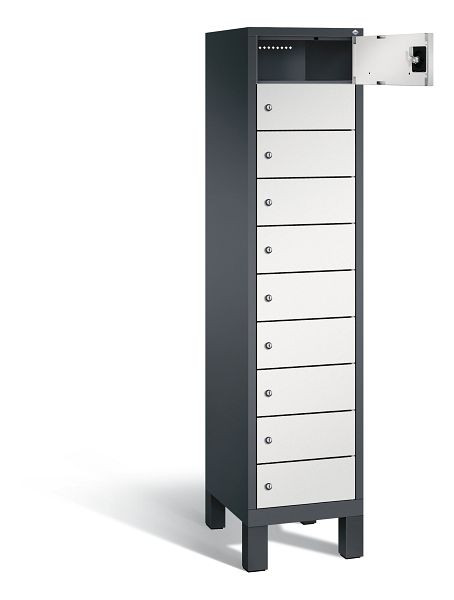 C+P Schließfachschrank Evolo, H1850xB420xT500mm, Farbe: Schwarzgrau / Lichtgrau, 48010-1210 S10032