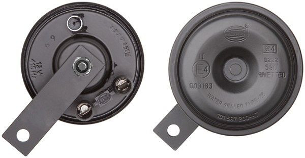 HELLA Horn, S90, 12V, 113dB(A), Frequenzbereich: 415Hz, Hochton, ECE, Gehäusefarbe: schwarz, Flachsteckanschluss, 3AL 922 200-617