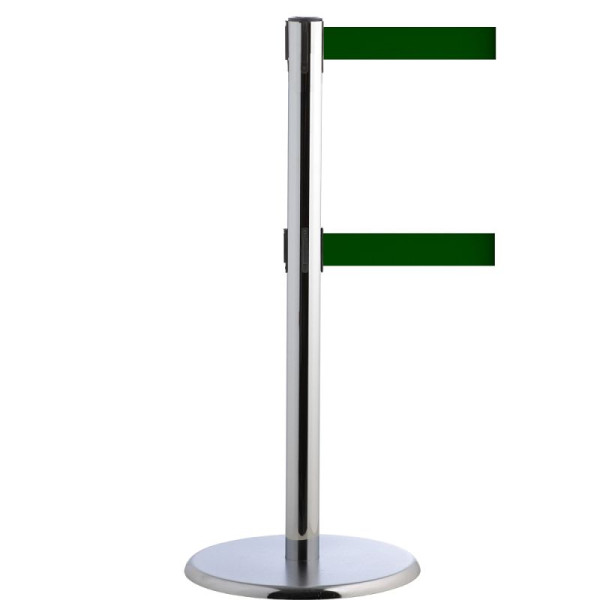 Stein HGS Personenleitsystem -P-Line Duo-, chrom, dunkelgrün, mit Gurtendstück (Standard), Gurtlänge: 2 x 2,3 m, 14148-1202