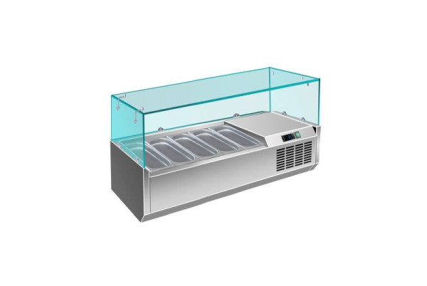 A&S Polarny Pizzakühlaufsatz mit Glasaufsatz 5x 1/4 GN, 1200x335x460 mm, PAK1200/330