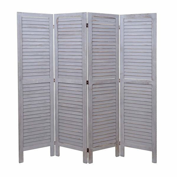 Mendler Paravent HWC-G30, Trennwand Sichtschutz Raumteiler, Shabby-Look 170x162cm, grau, 67524