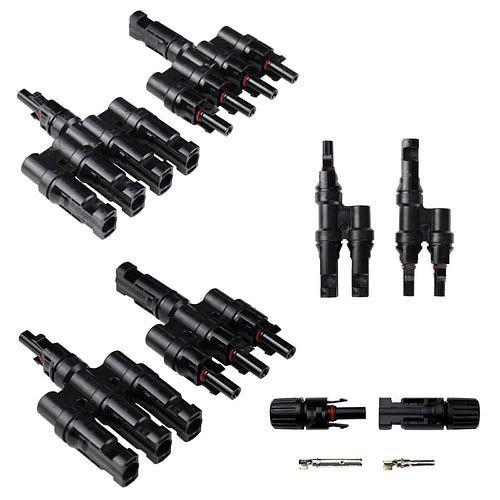 Environ Solarstecker Y & T Verteiler MC4 Kompatibel, T-Stecker 3-fach, ENMC4T3