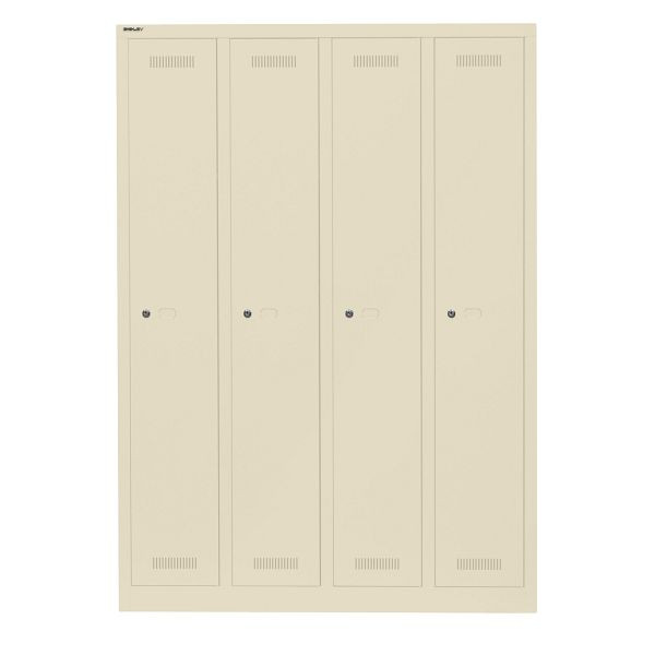 Bisley Garderobenschrank Monobloc™, 4 Abteile je 1 Fach, 669 hellelfenbein, ML11Q1669