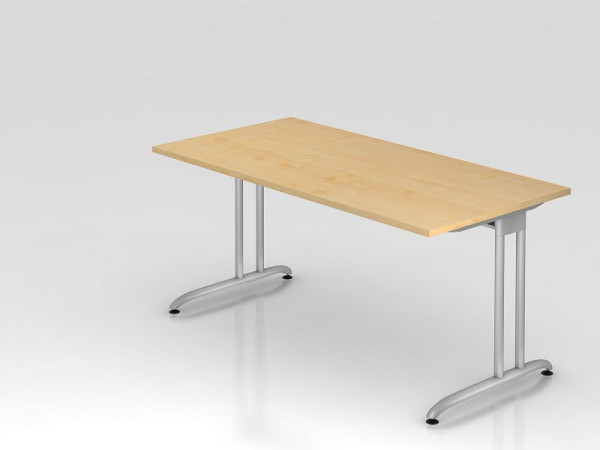 Hammerbacher Schreibtisch C-Fuß 160x80cm Ahorn, horizontale Kabelwanne, Arbeitshöhe 72 cm, VBS16/3/S