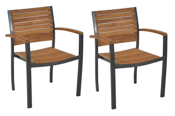 Merxx Santorin Stapelsessel, 2er Set, Aluminium mit FSC Akazienholz, 50657-209