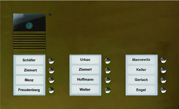 TCS Video Außenstation Serie AVU mit 12 Klingeltasten (rechtsbündig), 3-spaltig, UP bronze, AVU16120-0012