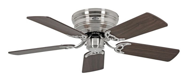 CasaFan Deckenventilator Classic Flat 103-III Chrom gebürstet-Massivholz Nussbaum gebeizt/Buche, 5103051