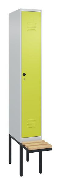 C+P Umkleidespind Classic PLUS, 2120x300x815mm, 7035/0024, Drehriegel, Buche-Sitzleisten, 3 Doppel-Haken, 0800407-10 S10010