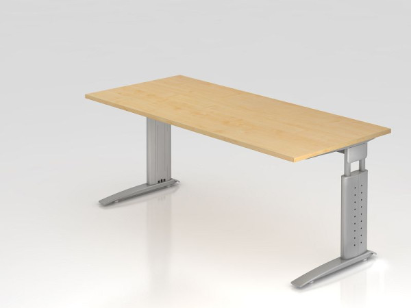 Hammerbacher Schreibtisch C-Fuß 180x80cm Ahorn/Silber, Arbeitshöhe 68-86 cm einstellbar, VUS19/3/S