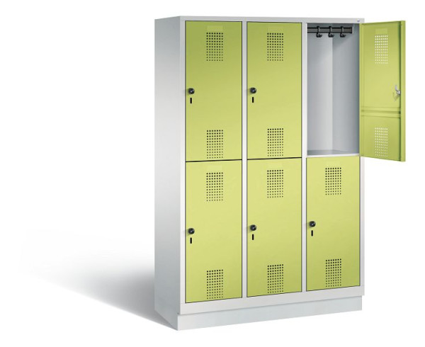 C+P Spind doppelstöckig Evolo, H1800xB1200xT500mm, Farbe: Lichtgrau / Viridingrün, 48320-32 S10243