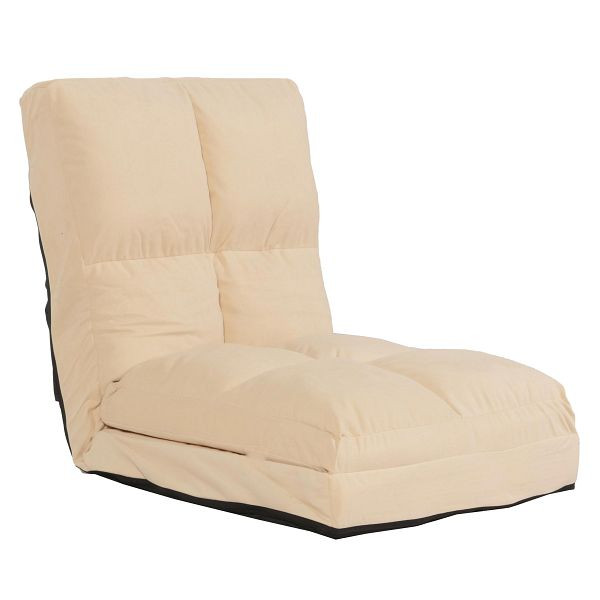 Mendler Bodensessel HWC-N45, Schlafsessel Klappsessel Funktionssessel, Schlaffunktion faltbar Stahlrahmen Samt, beige, 106917