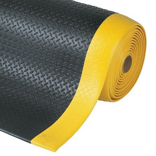 DENIOS Arbeitsplatzmatte Diamond Sof-Tred DS 9.K, 90 cm breit, gelb / schwarz, Meterware, 137058