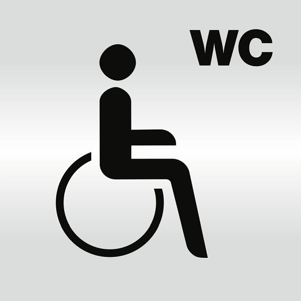 Moedel Piktogramm WC Behinderte/barrierefrei, Aluminium silber eloxiert, 148x148 mm, 60265