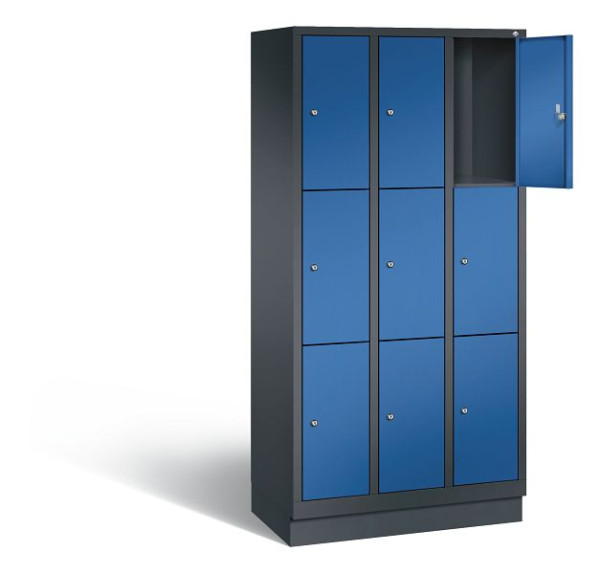 C+P Schließfachschrank Evolo, H1800xB900xT500mm, Farbe: Schwarzgrau / Enzianblau, 48020-303 S10011