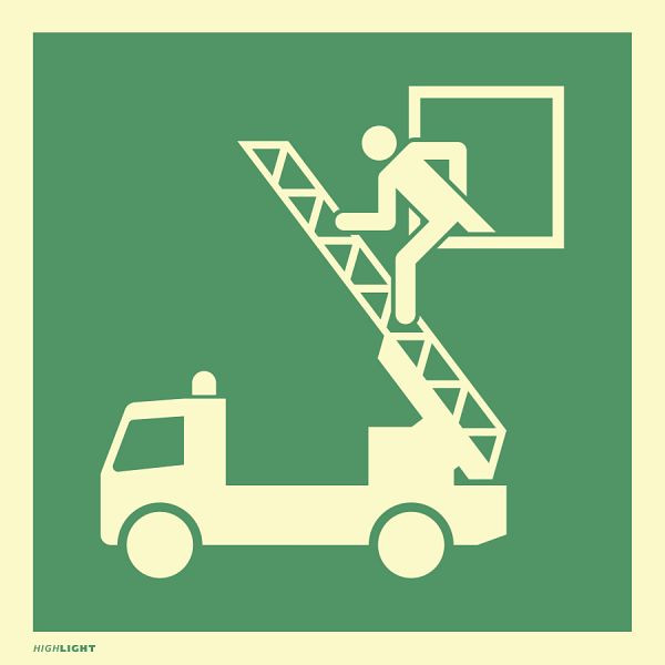 Moedel Rettungsausstieg, ISO 7010, Folie, langnachleuchtend, 160-mcd, 200x200 mm, 60736