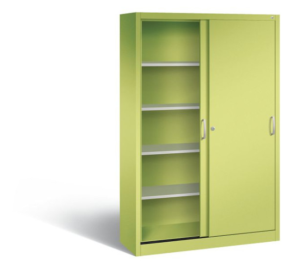 C+P Schiebetürenschrank Acurado, H1950xB1200xT400mm, Farbe: Viridingrün / Viridingrün, Bügelgriff, 5 OH, 2040-00 S10191