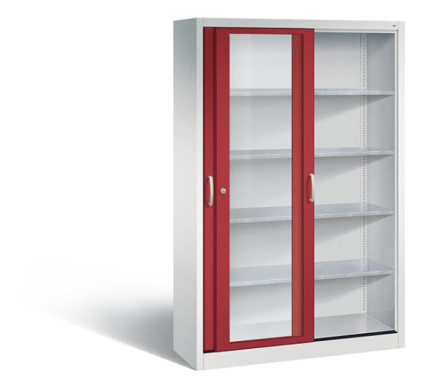 C+P Schiebetürenschrank Acurado, H1950xB1200xT400mm, Farbe: Lichtgrau / Rubinrot, Bügelgriff, 2049-055 S10036