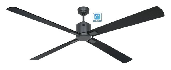CasaFan Deckenventilator Eco Neo III 180 Lack basaltgrau-Massivholz Lack schwarz/Teak WiFi, 952410W