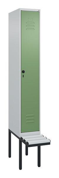 C+P Umkleidespind Classic PLUS, 2120x300x815mm, 7035/6011, Drehriegel, 3 Doppel-Haken, 0800407-10 S10036