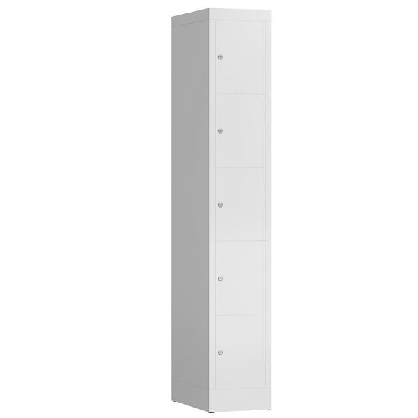 Lüllmann ClassiX Schließfachschrank, 1 Abteil, 5 Fächer, 1800 x 310 x 500 mm, signalweiß, X-520517