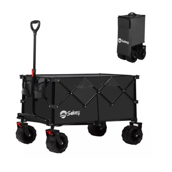 Sekey Faltbarer Bollerwagen mit Bremse, Farbe: schwarz, FW21