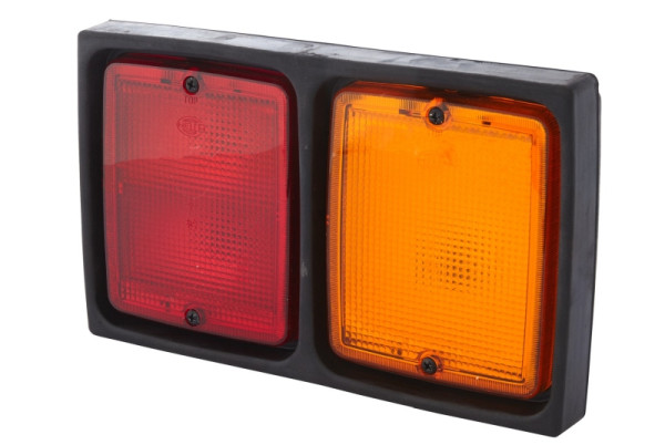 HELLA Heckleuchte, Glühlampe, 12/24V, Einbau/Anbau/geschraubt, Lichtscheibenfarbe: rot/gelb, Stecker: Male, rechts/links, 2SD 004 431-011
