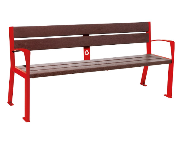 Procity Sitzbank Silaos® 5 Leisten, Mit Armlehne, Stahl & Recycling-Kunststoff, RAL 3020, 209514.3020
