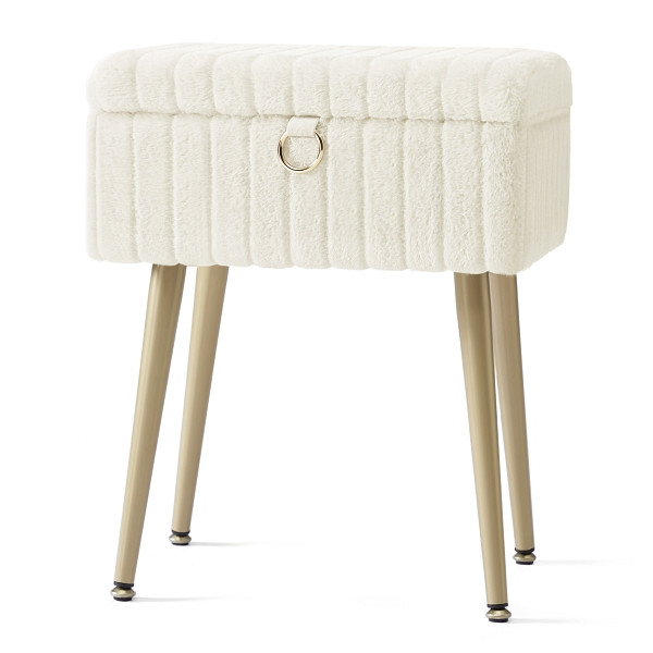 SONGMICS Ottoman Speicher, Weiß, 40x30x50 cm, LOM505WZ02