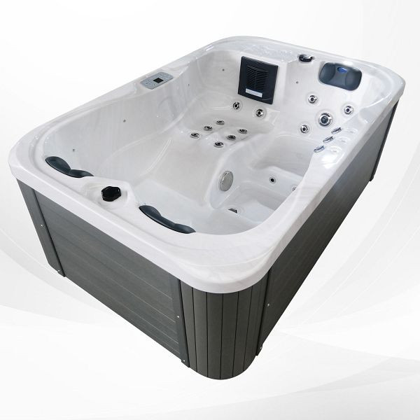 TroniTechnik Outdoor Whirlpool Außen Whirlpool, 3 Personen, Sanitäracryl, Spa Heizung mit Bedienung, 29 Massagedüsen, 2 Sitzplätze, 1 Liegeplatz, LED, 5357