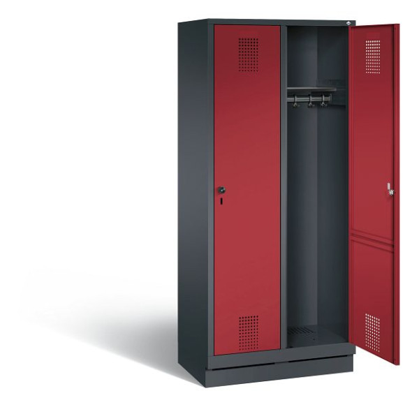 C+P Garderobenschrank Evolo, H1800xB810xT500mm, Farbe: Schwarzgrau / Rubinrot, 48020-22 S10105