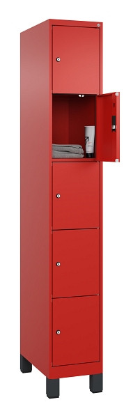 C+P Schließfachschrank Evolo PLUS, mit Füßen, 5 Fächer, 1950x300x500mm, 3020/30, 049010-105 S10025