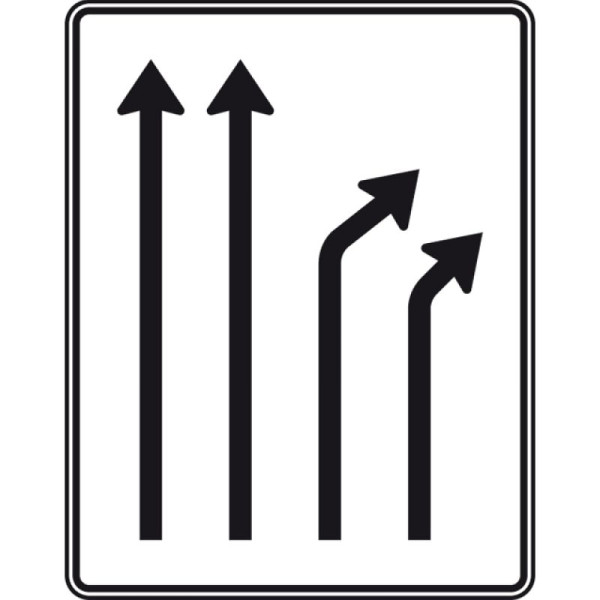 Stein HGS Trennungstafel, zweistreifig durchgehend und zweistreifig rechts ab, Nr. 533-22, RA1/Flachform 3mm, ohne Entfernungsangabe, 1600x1250mm, 533-22-113