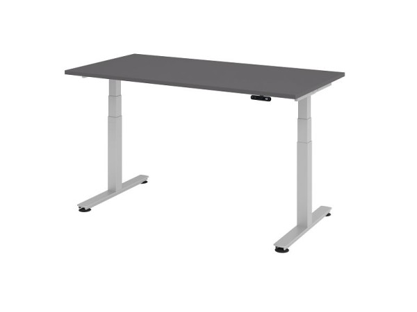 Hammerbacher Sitz-Steh-Schreibtisch elektrisch 160x80cm Graphit/Silber, Arbeitshöhe 63,5-128,5 cm, VXDSM16/G/S