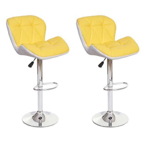 Mendler 2er-Set Barhocker HWC-A92, Barstuhl Tresenhocker, höhenverstellbar Kunstleder, gelb, 74252