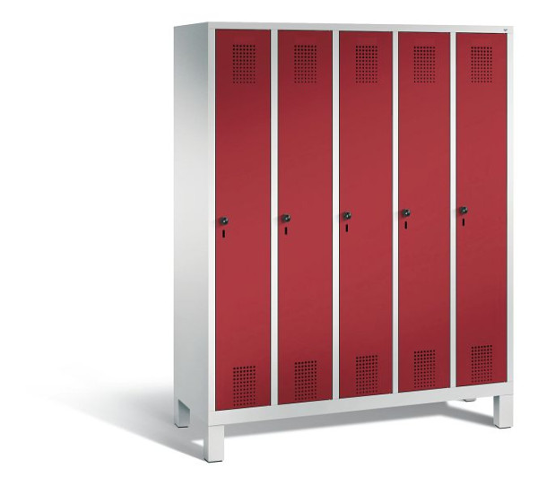C+P Spind Evolo, 5 Abteile, H1850xB1480xT500 mm, Lichtgrau/Rubinrot, 48010-50 S10051