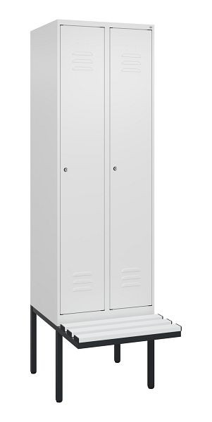 C+P Umkleidespind Classic PLUS, 2 Abteile, 2120x600x815mm, 9016/9016, Zylinderschlösser, 3 Doppel-Haken, 0800407-20 S10031