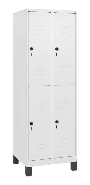 C+P Doppelstöckiger Spind Classic PLUS, Füße, 2 Abteile, 1800x600x500mm, 9016/9016, Drehriegel, 0803107-20 S10014