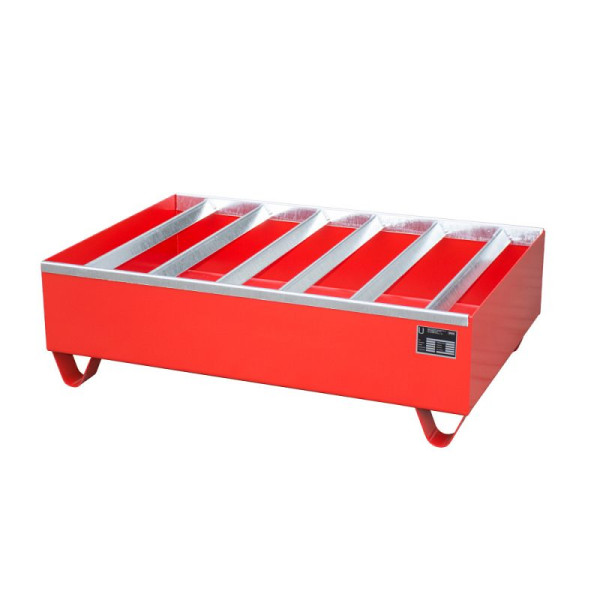 STEIN HGS Profilwanne PW, 3mm Stahlblech, für 200l-Fässer, 224 Liter, RAL 3000 feuerrot, Gesamthöhe 360 mm, lackiert, 2 x 200 Liter Fass, 79215.0002