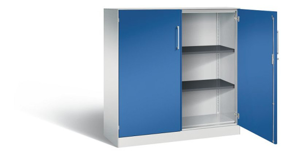 C+P Flügeltürenschrank Asisto, H1310xB1200xT435mm, Farbe: Lichtgrau / Enzianblau, Bügelgriff, 3 OH, 141031-000 S10115