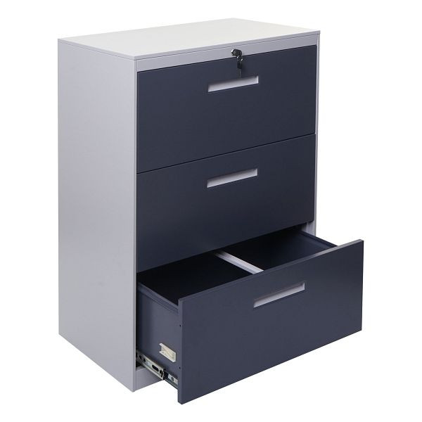 Mendler Hängeregisterschrank HWC-A10, Aktenschrank Büroschrank Stahlschrank, A4 abschließbar, 103x76x46cm grau-dunkelgrau, 72650+72651